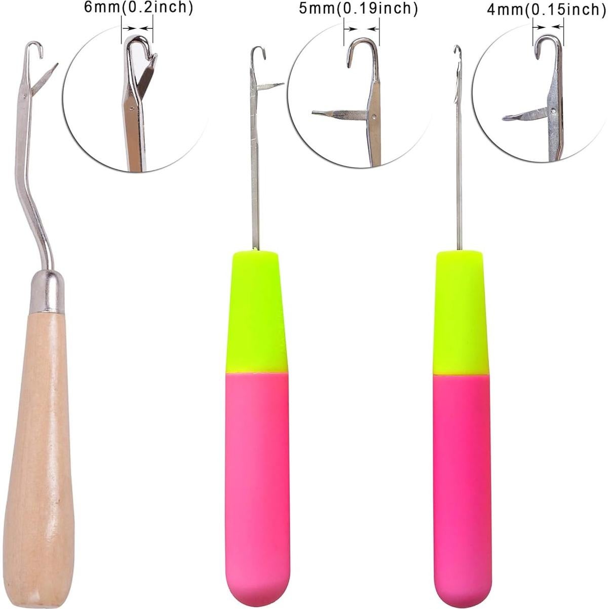 Juego de Agujas de Ganchillo Latch Hook 5 Tamaños Yantaisiyu