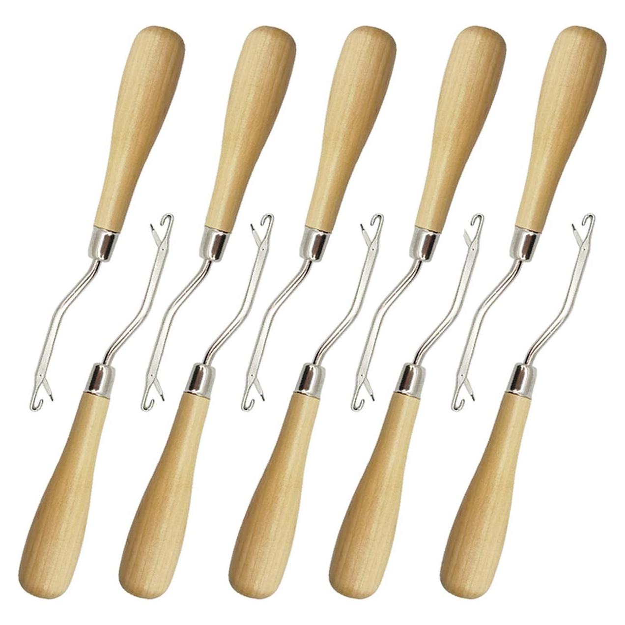 Juego de 10 Ganchos de Crochet de Madera ROYHOO para Manualidades