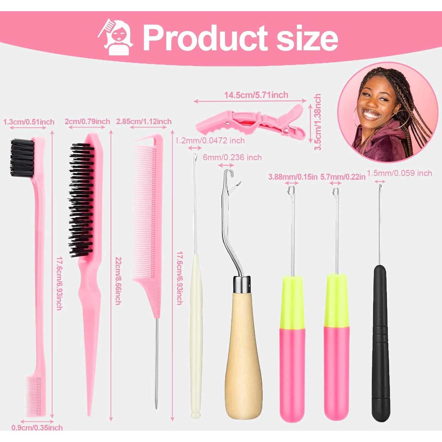 Juego de Ganchos de Crochet VISTA DULCE para Cabello 10 Piezas