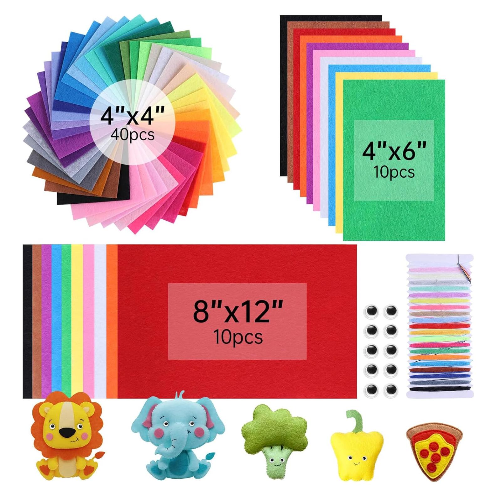 Kit de Artesanía ABEJFIC 60 Piezas Hojas de Fieltro 1mm