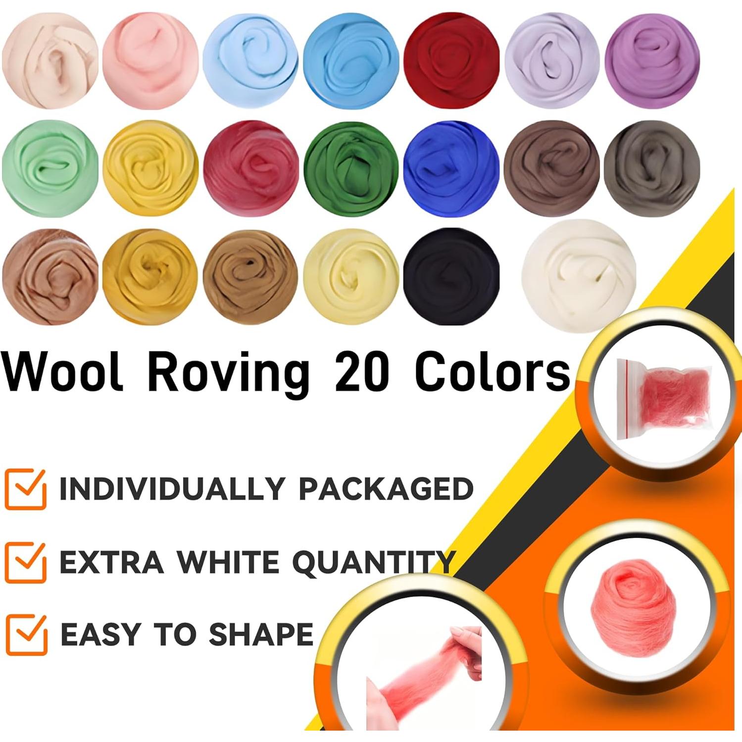 Kit de Fieltro Catopia 20 Colores con Agujas y Herramientas