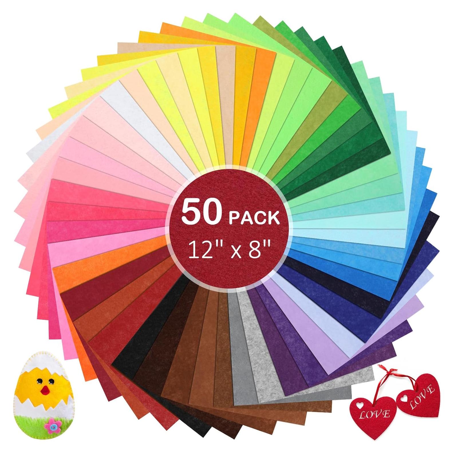 Hojas de Fieltro Rígido KaKaPops 50 Colores 30x20 cm