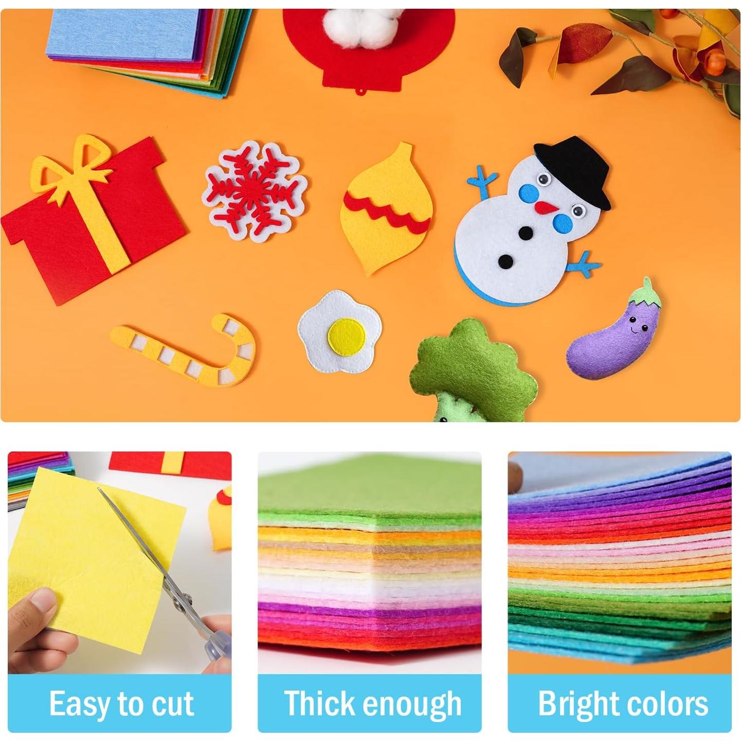 Kit de Hojas de Fieltro Loyisal 90PCS 10x10cm y 15x15cm Colores Surtidos