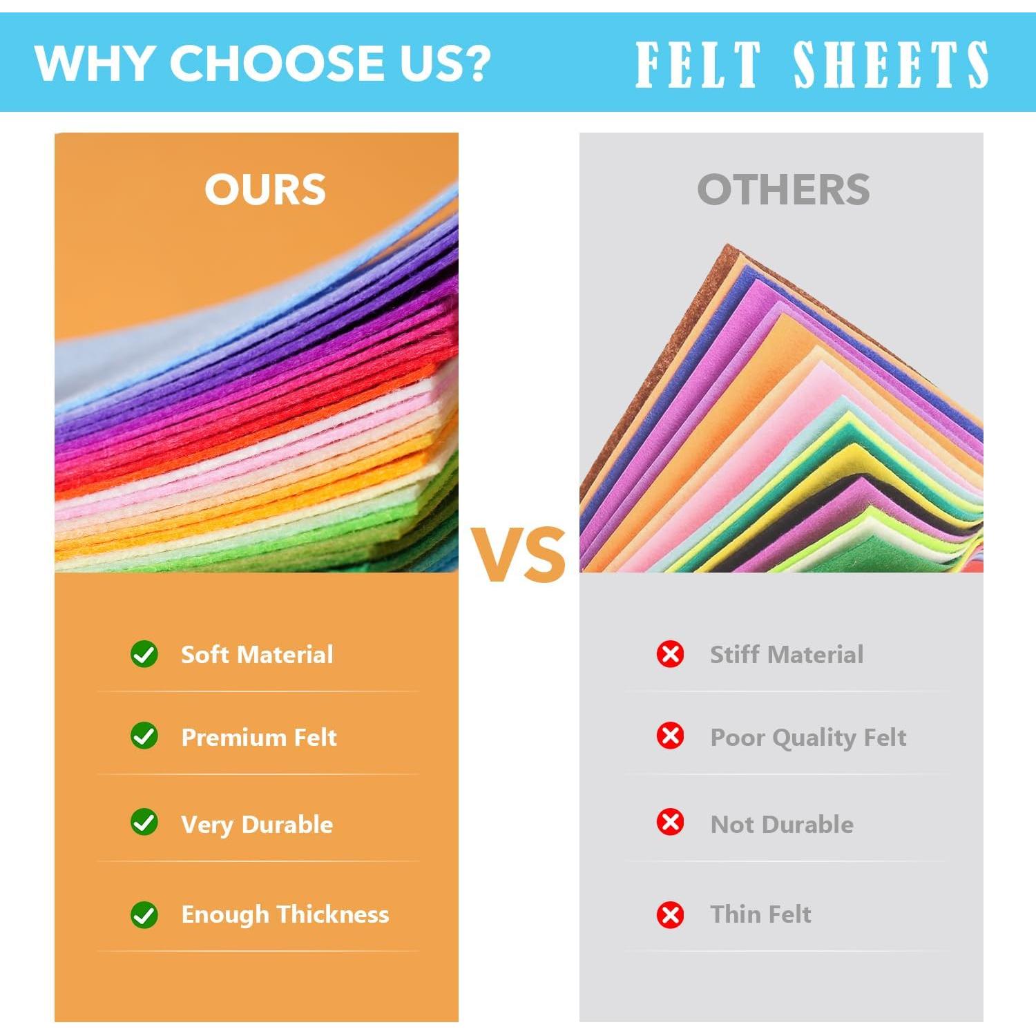 40 Hojas de Fieltro Loyisal 10.16cm x 10.16cm Colores Variados