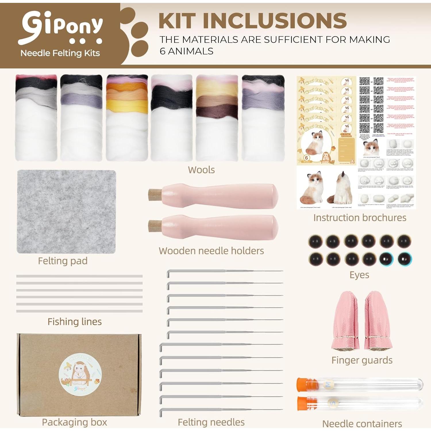 Kit de Fieltro de Aguja Gipony para Principiantes - 6 Piezas