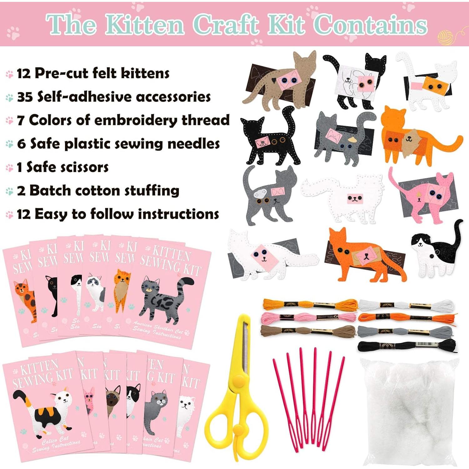 Kit de Costura DIY CiyvoLyeen para Gatitos - Manualidades Educativas