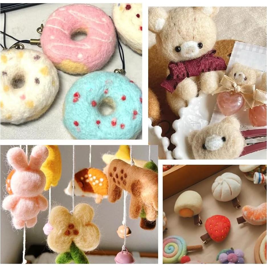 Kit de Fieltro de Aguja JUPEAN 37 Pcs 24 Colores Lana