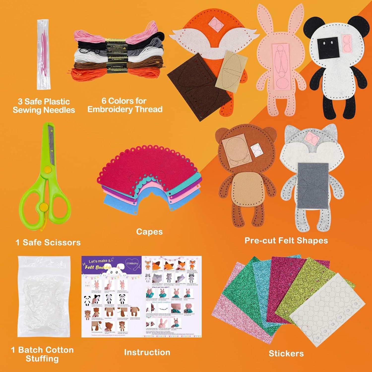 Kit de Costura para Niños Cymbana - 5 Animales en Fieltro