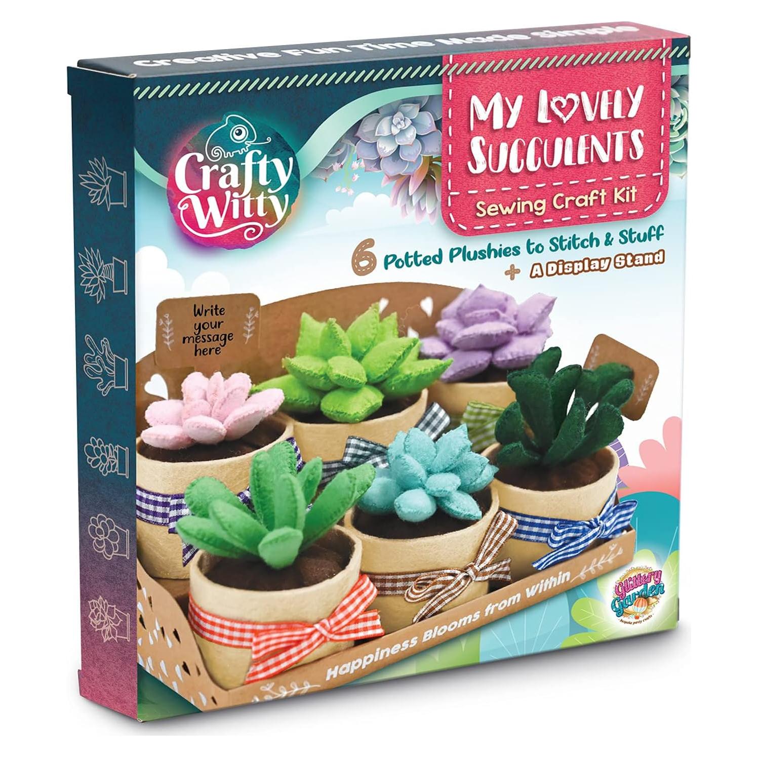 Kit de Manualidades de Fieltro Jardín Brillante - 6 Suculentas 8.9 cm