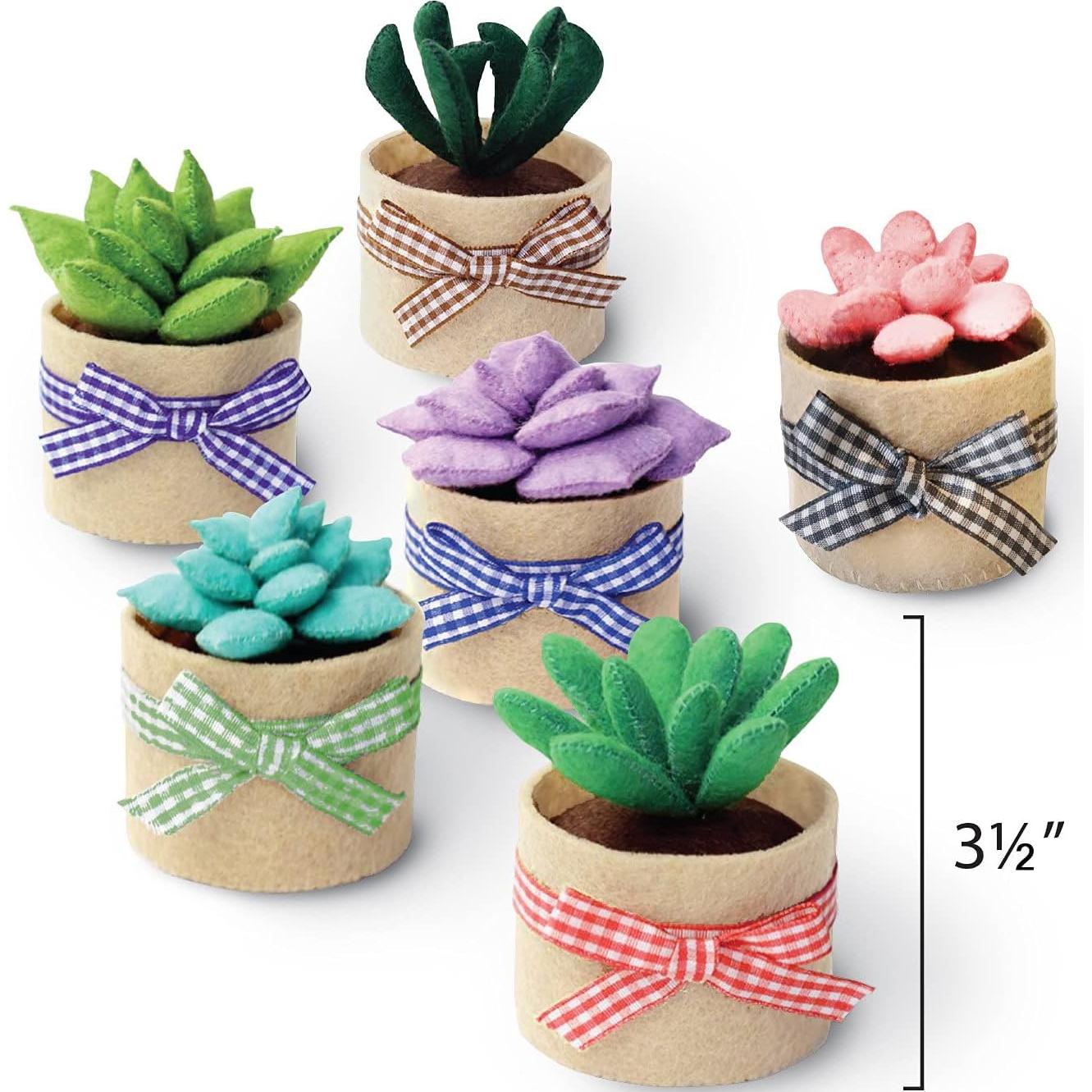 Kit de Manualidades de Fieltro Jardín Brillante - 6 Suculentas 8.9 cm