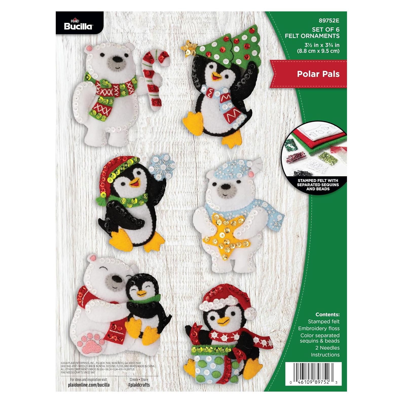 Kit de Adornos de Fieltro Bucilla 6 Piezas Amigos Polares