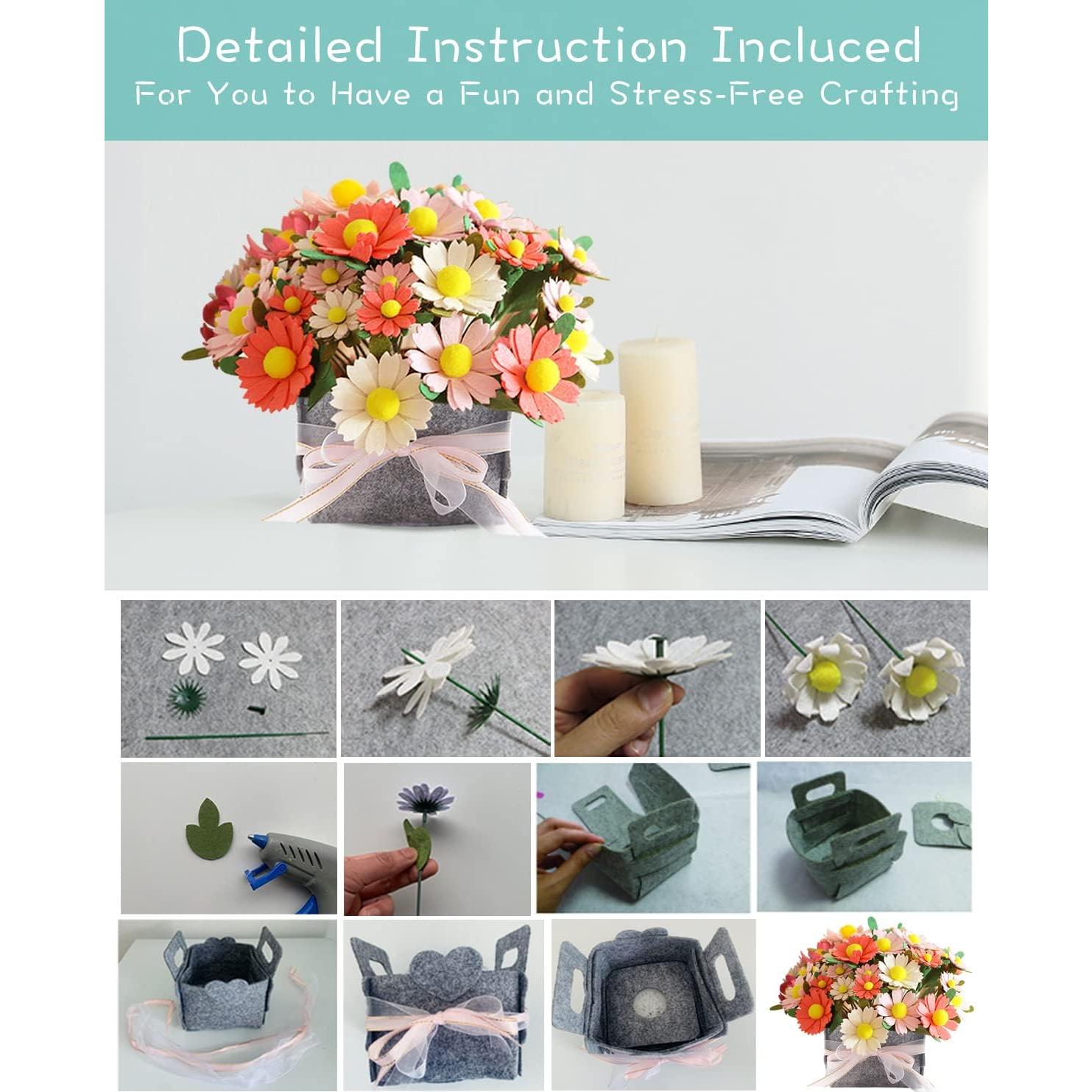 Kit de Manualidades de Flores de Fieltro BAZIMA ALICE 20cm DIY