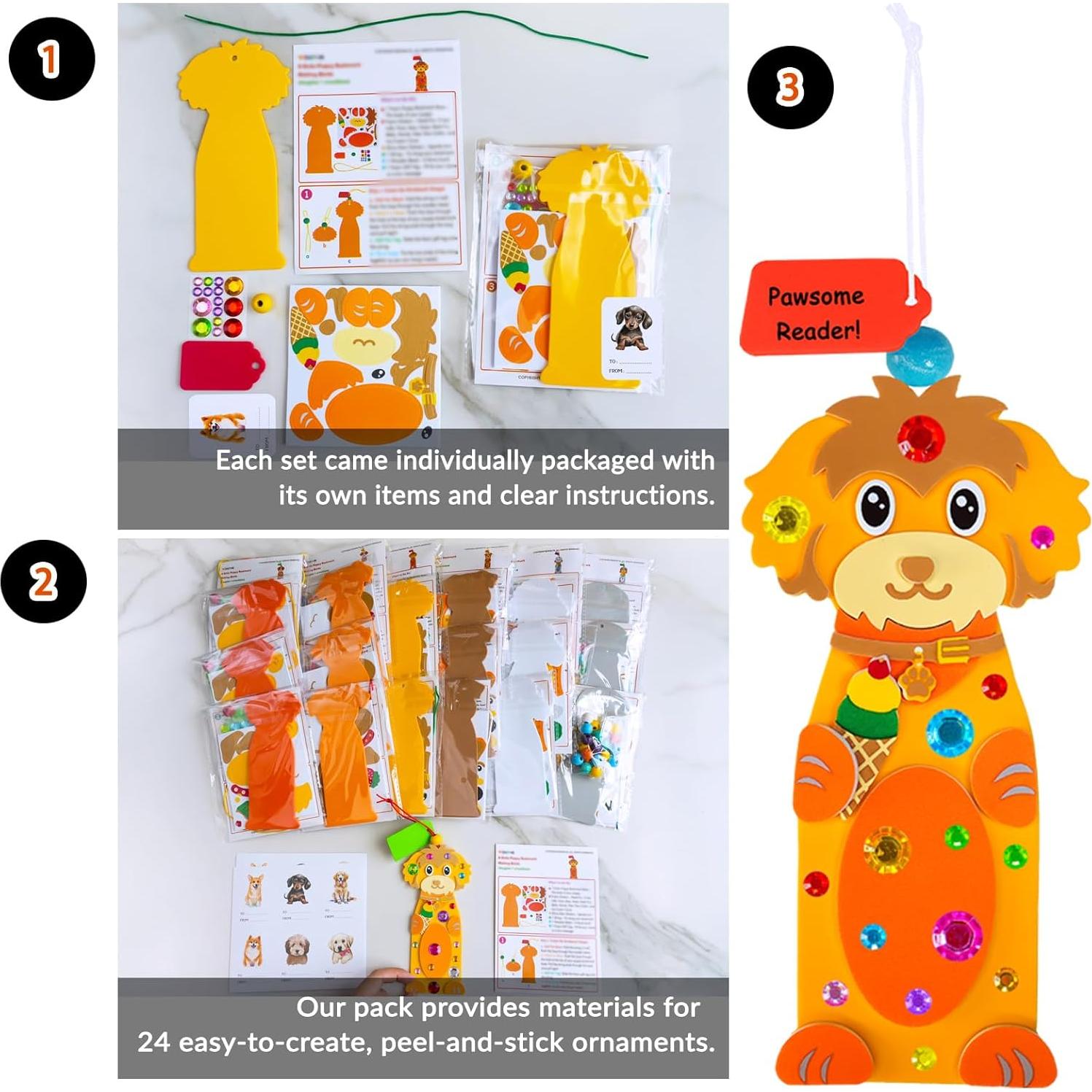 Kits de Manualidades para Niños Winlyn - 24 Sets de Marcadores de Perro
