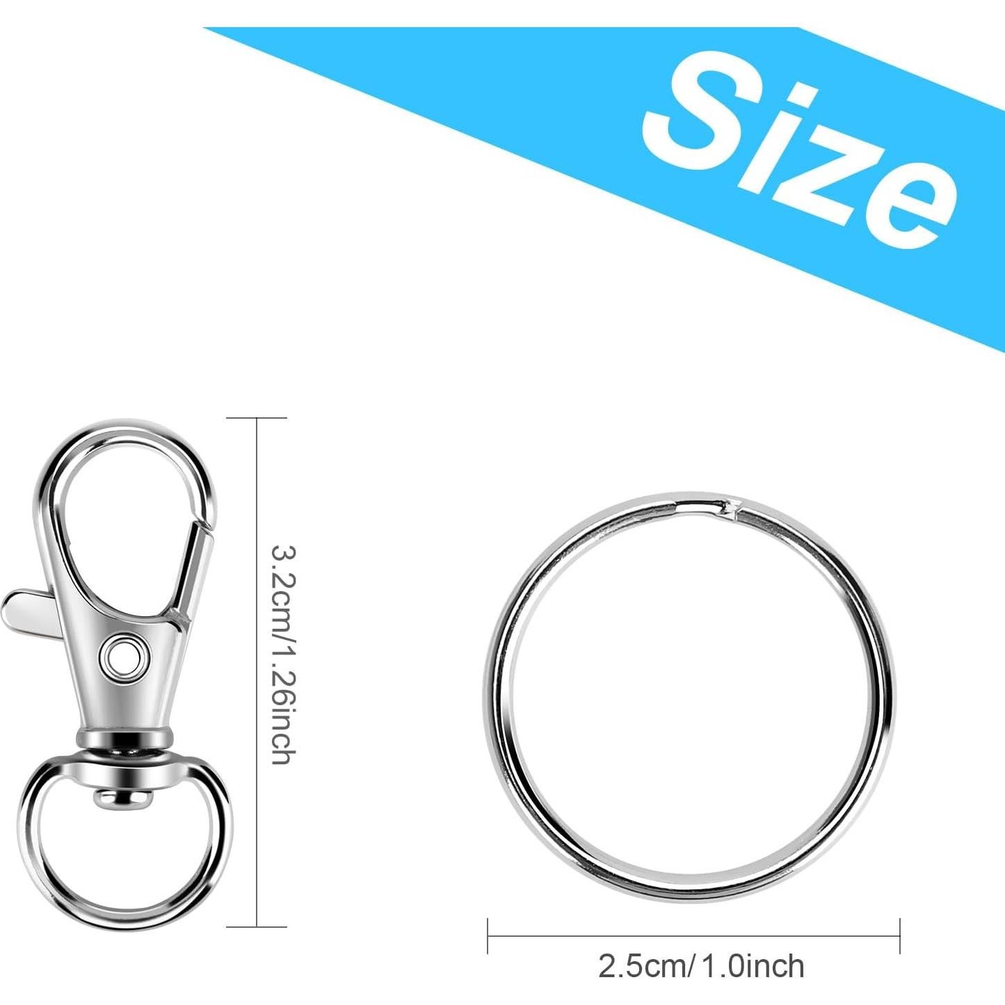 Kit 50PCS Cierres de Langosta y Anillos de Llave Rysent