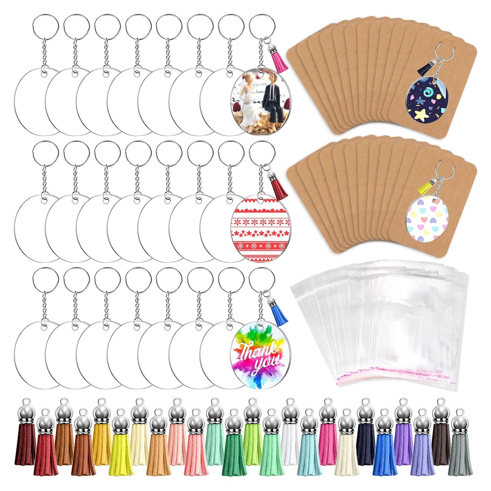 Set de 144 Llaveros Acrílicos en Blanco ZOCONE 5 cm DIY