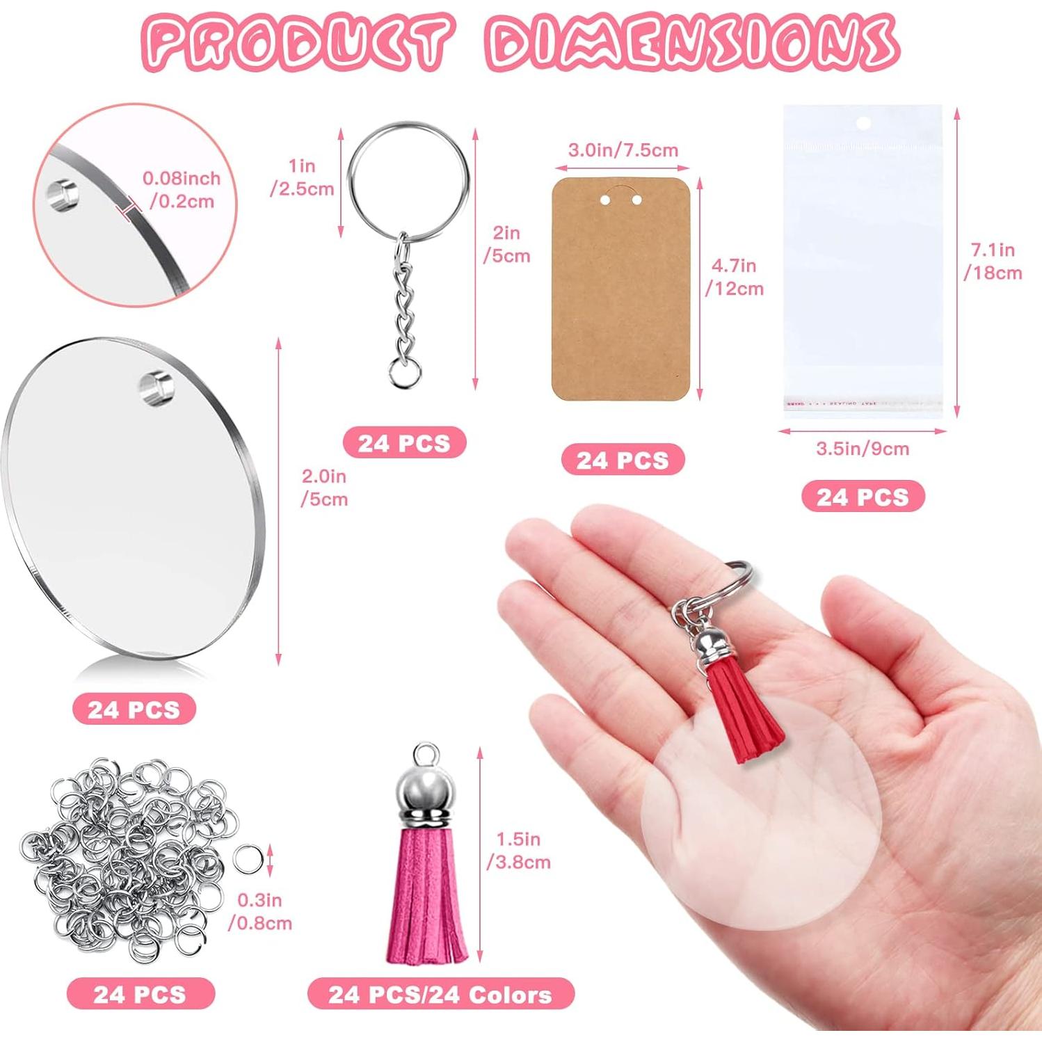 Set de 144 Llaveros Acrílicos en Blanco ZOCONE 5 cm DIY