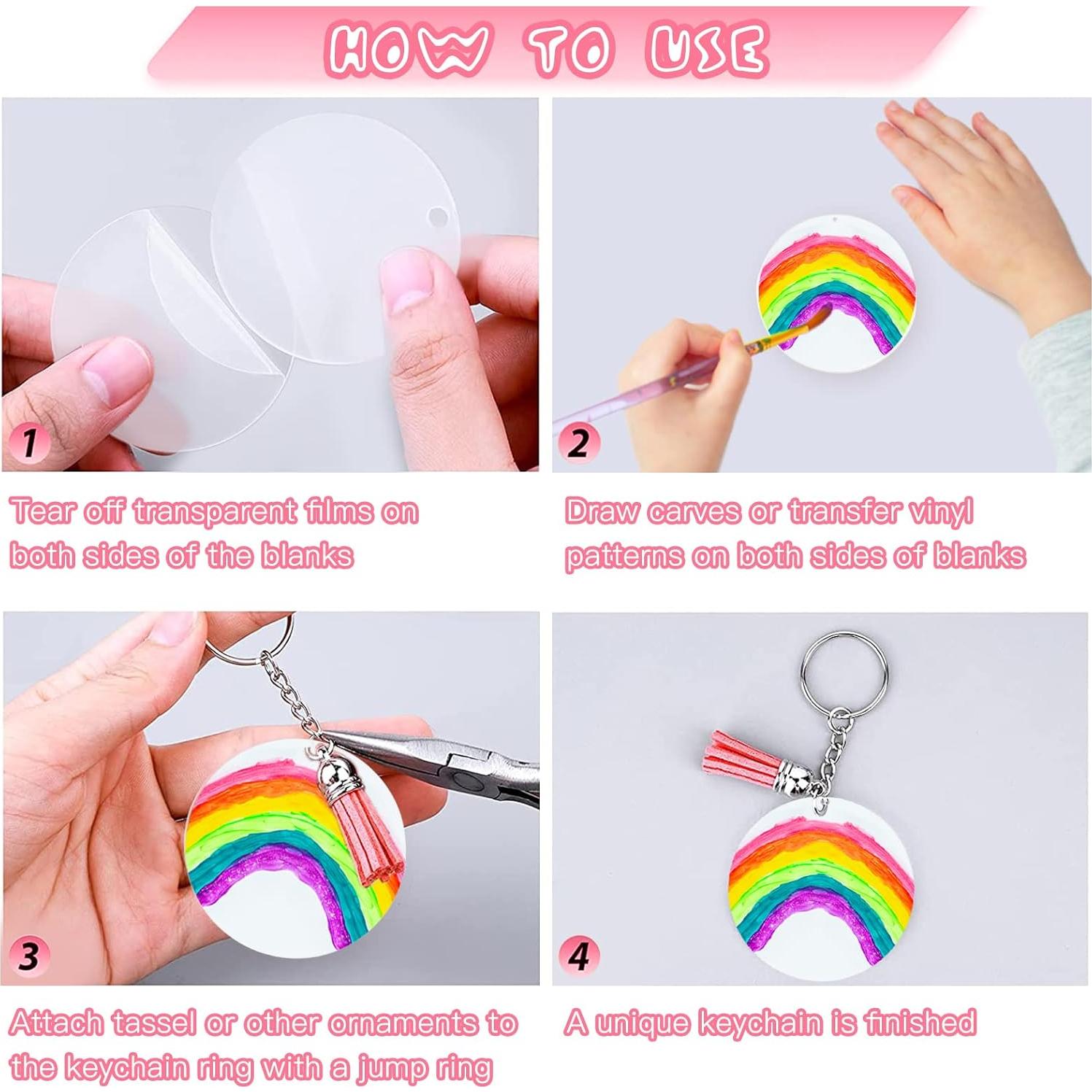 Set de 144 Llaveros Acrílicos en Blanco ZOCONE 5 cm DIY