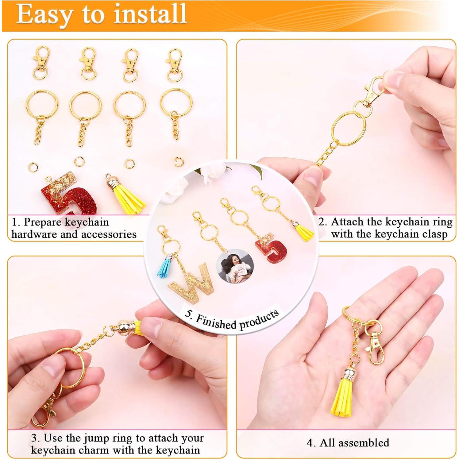 Kit de Anillos de Llavero Dorados Selizo 120 Piezas