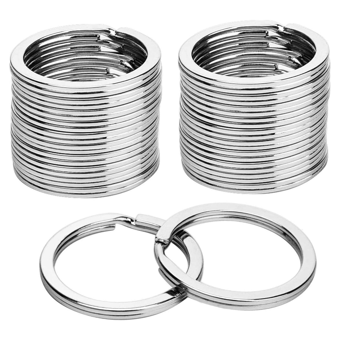 KINGFOREST 100 Anillos de Llave de Metal 25mm Plateados