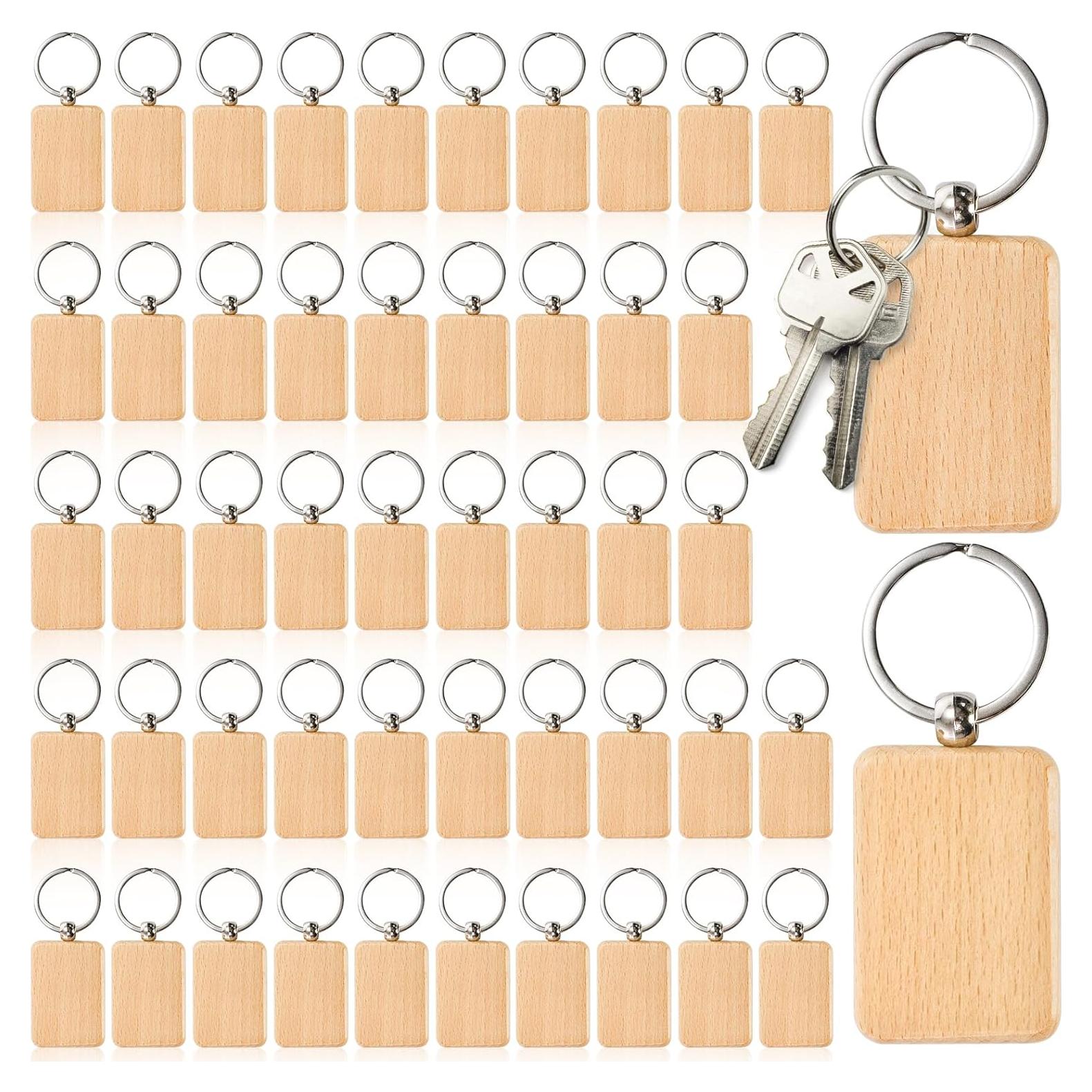 WRINGKIT 50 Llaves de Madera en Blanco para DIY 5.08x3.05cm