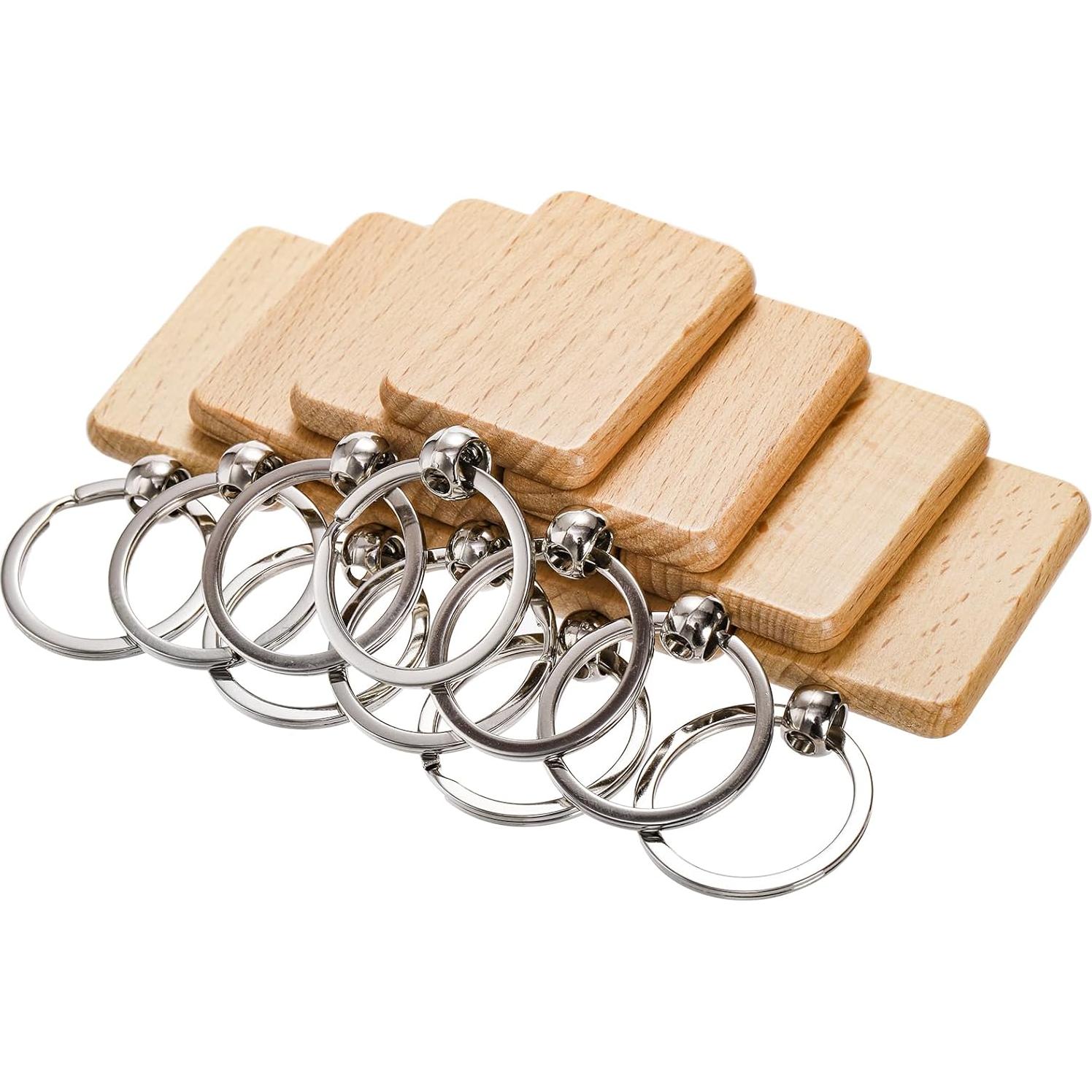 WRINGKIT 50 Llaves de Madera en Blanco para DIY 5.08x3.05cm