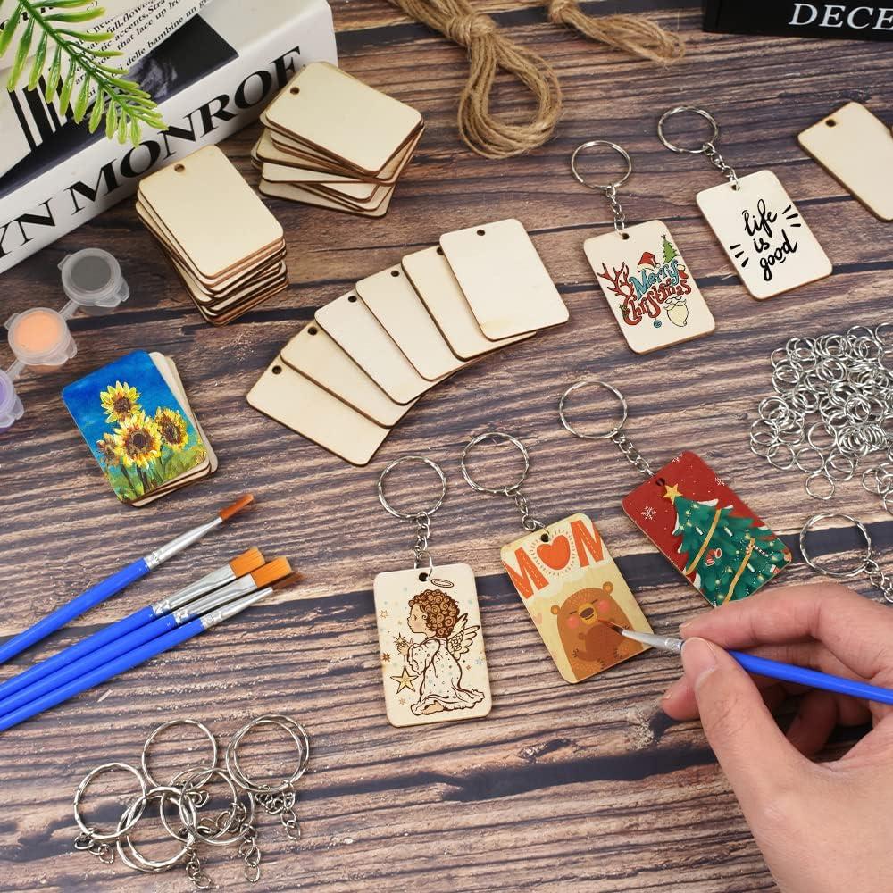 Juego de Llaveros Rectangulares de Madera Luckforest 50 Pcs