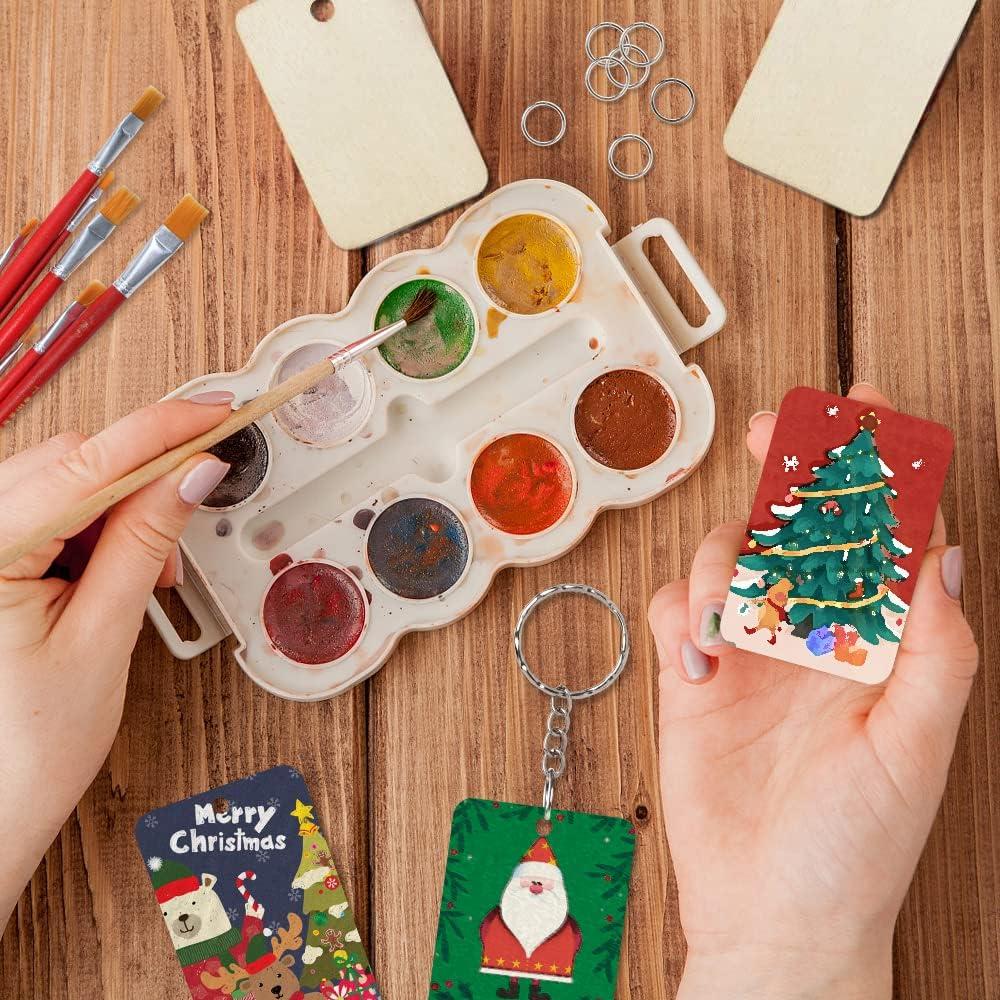 Juego de Llaveros Rectangulares de Madera Luckforest 50 Pcs