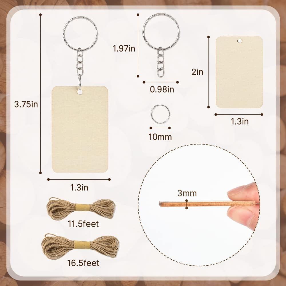 Juego de Llaveros Rectangulares de Madera Luckforest 50 Pcs