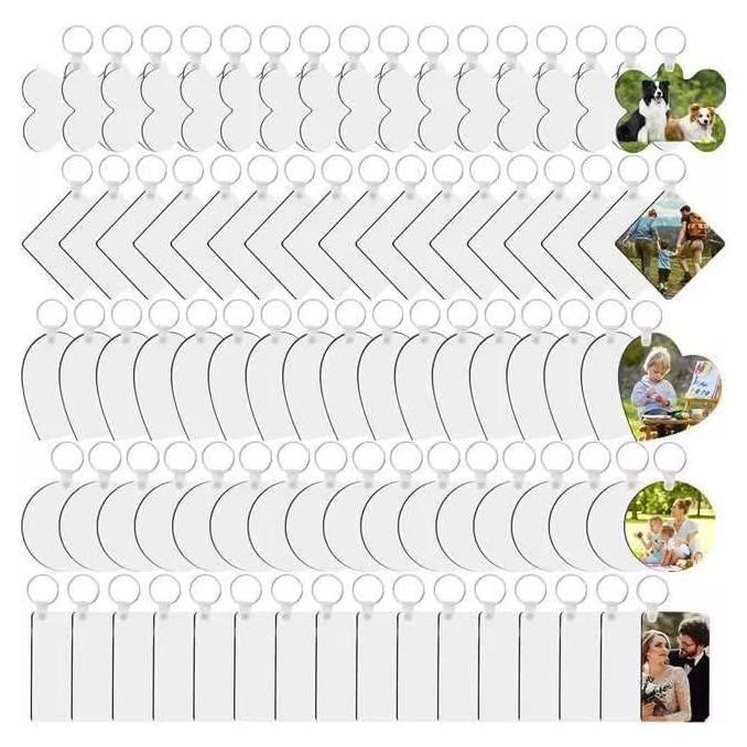 Kit 45 Piezas Llavero Sublimación MDF NEOACT Formas Variadas