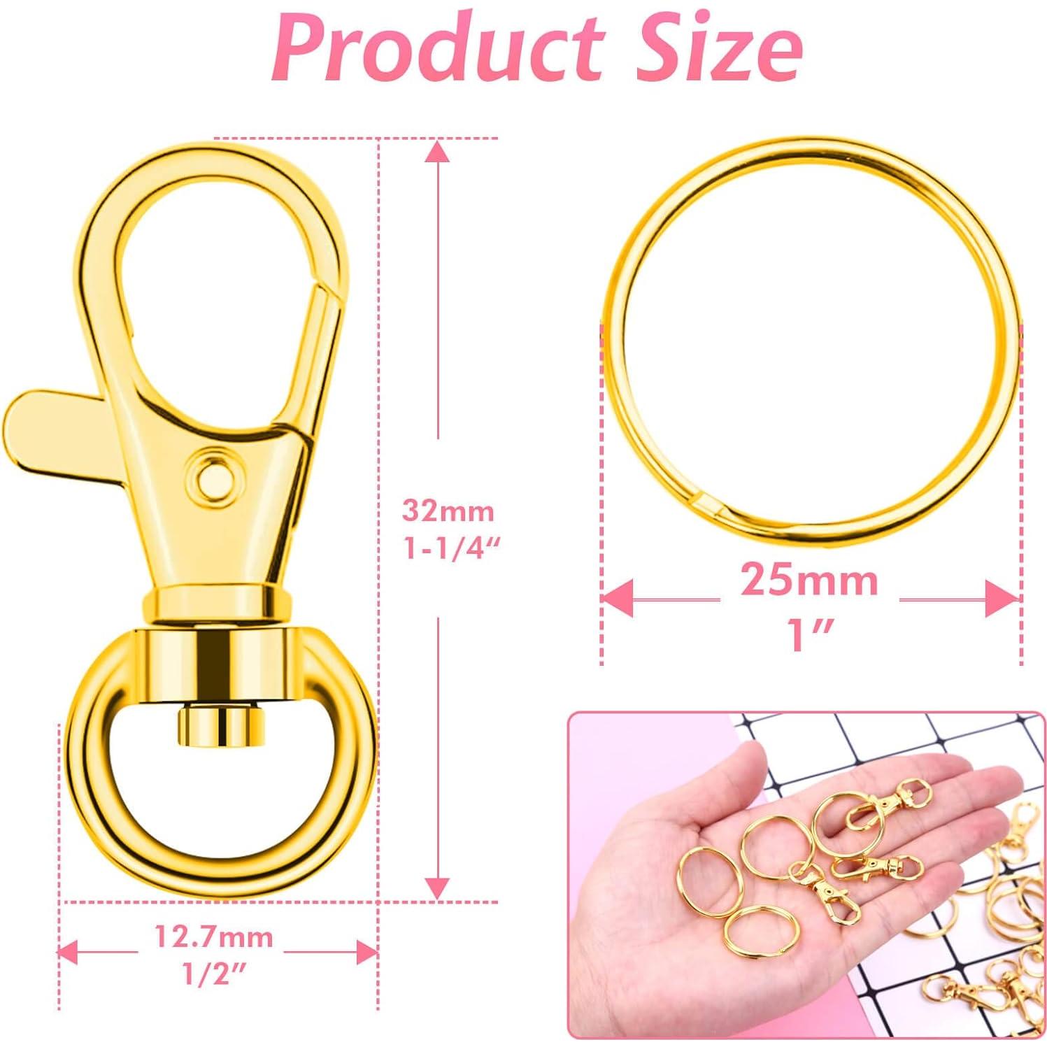 Kit de 100 Anillos y Ganchos de Llavero Paxcoo Dorados