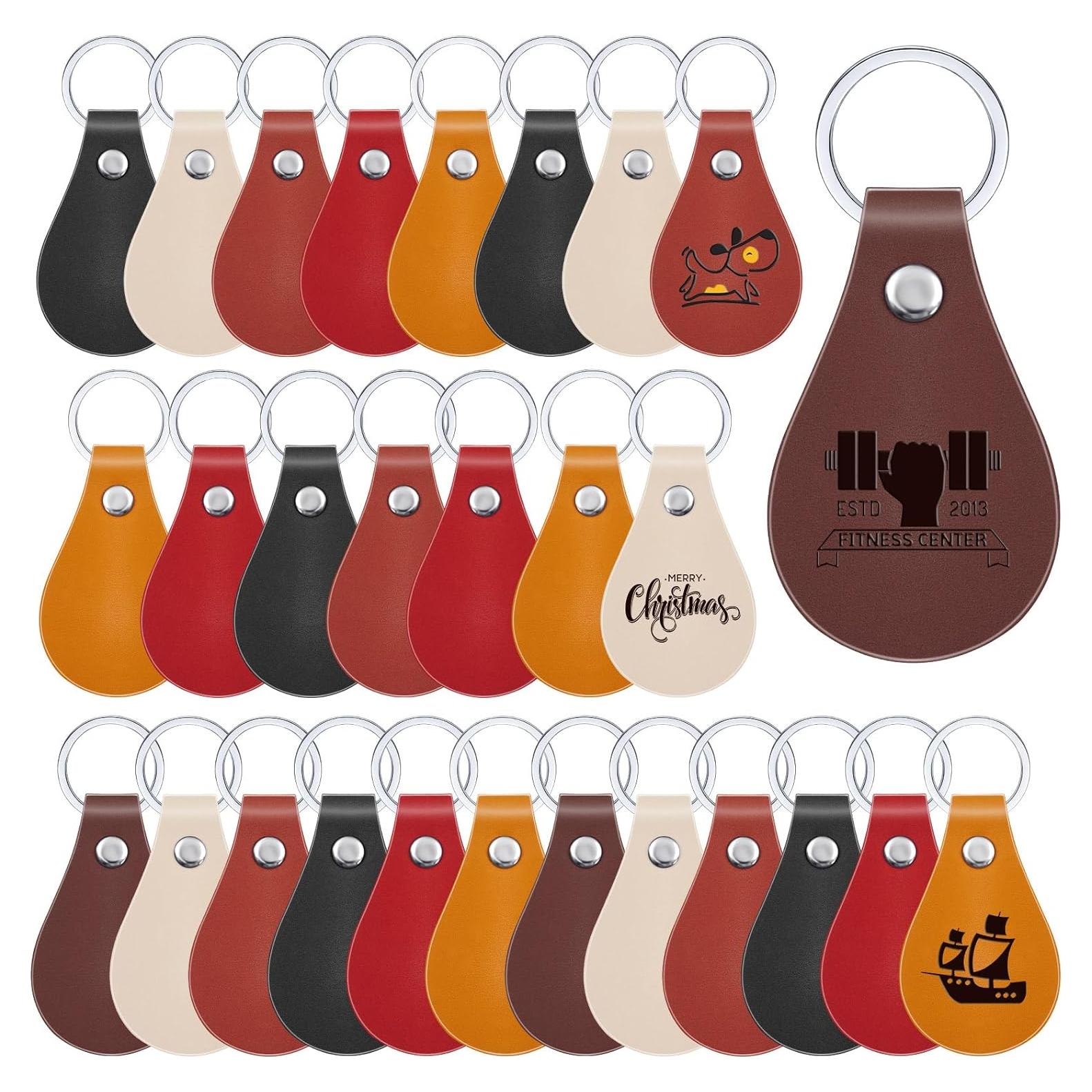 Kit de 30 Llaveros de Cuero PU Taiyin para Manualidades DIY