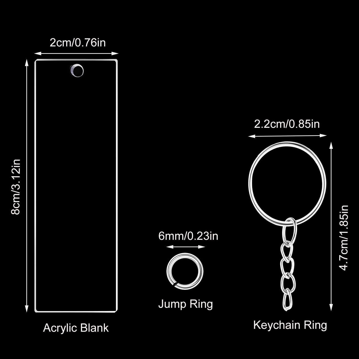 Juego de Llaveros Acrílicos TalyRob 144 Piezas DIY 2x8 cm