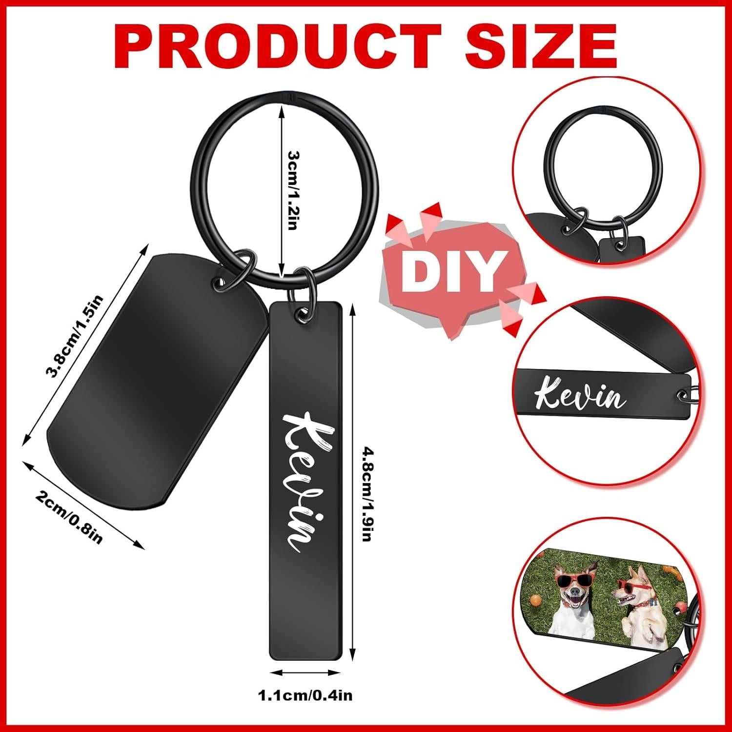 30 Llaveros de Acero Inoxidable Grabables Gisafai 4.8x1.1cm