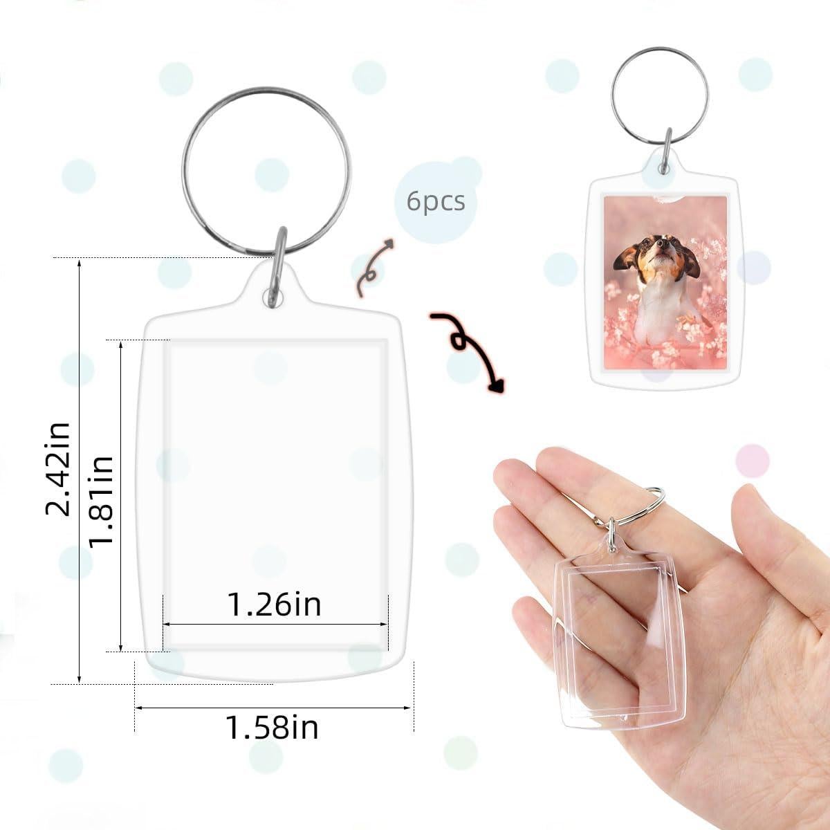 6 Llaveros Acrílicos Transparentes para Foto Personalizados