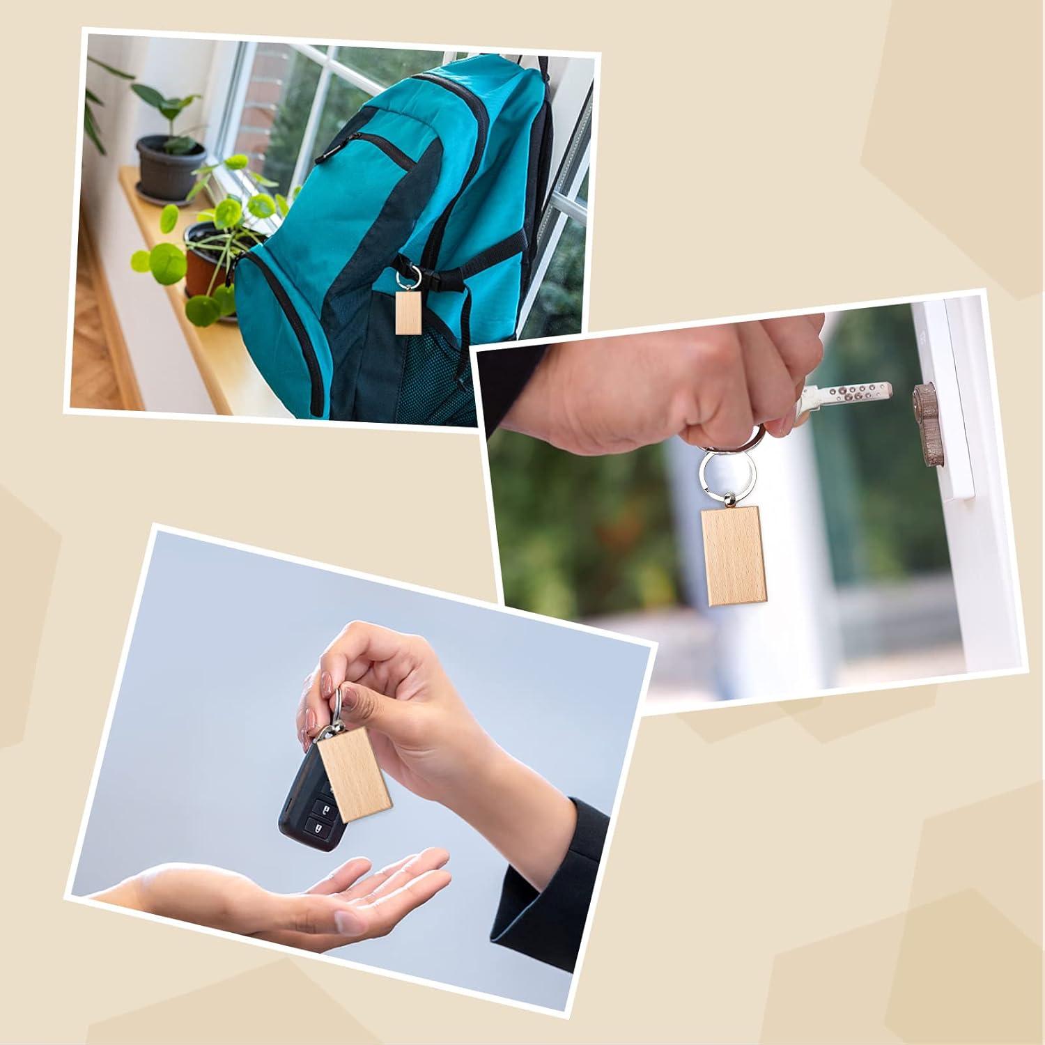 20 Llaveros de Madera en Blanco Fuceury 5.3x3.2cm DIY