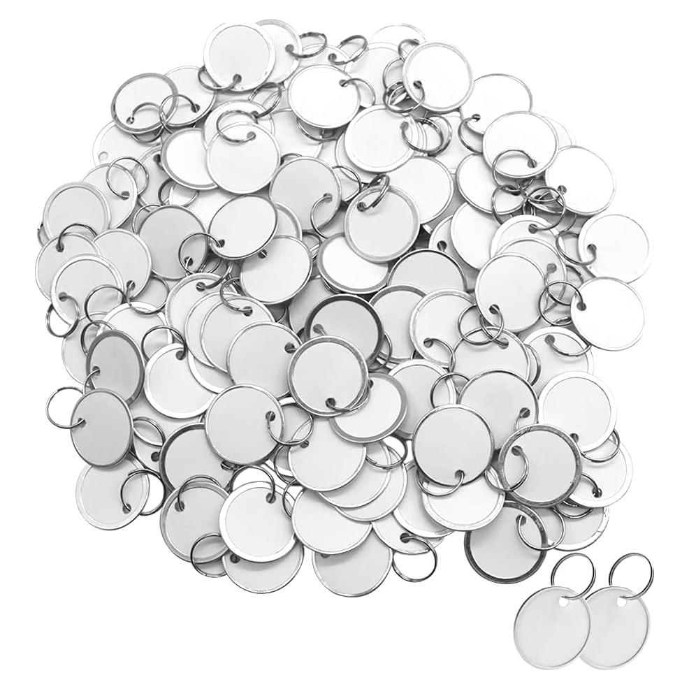 100 Etiquetas de Llave con Anillo de Metal - Blancas 3.2 cm
