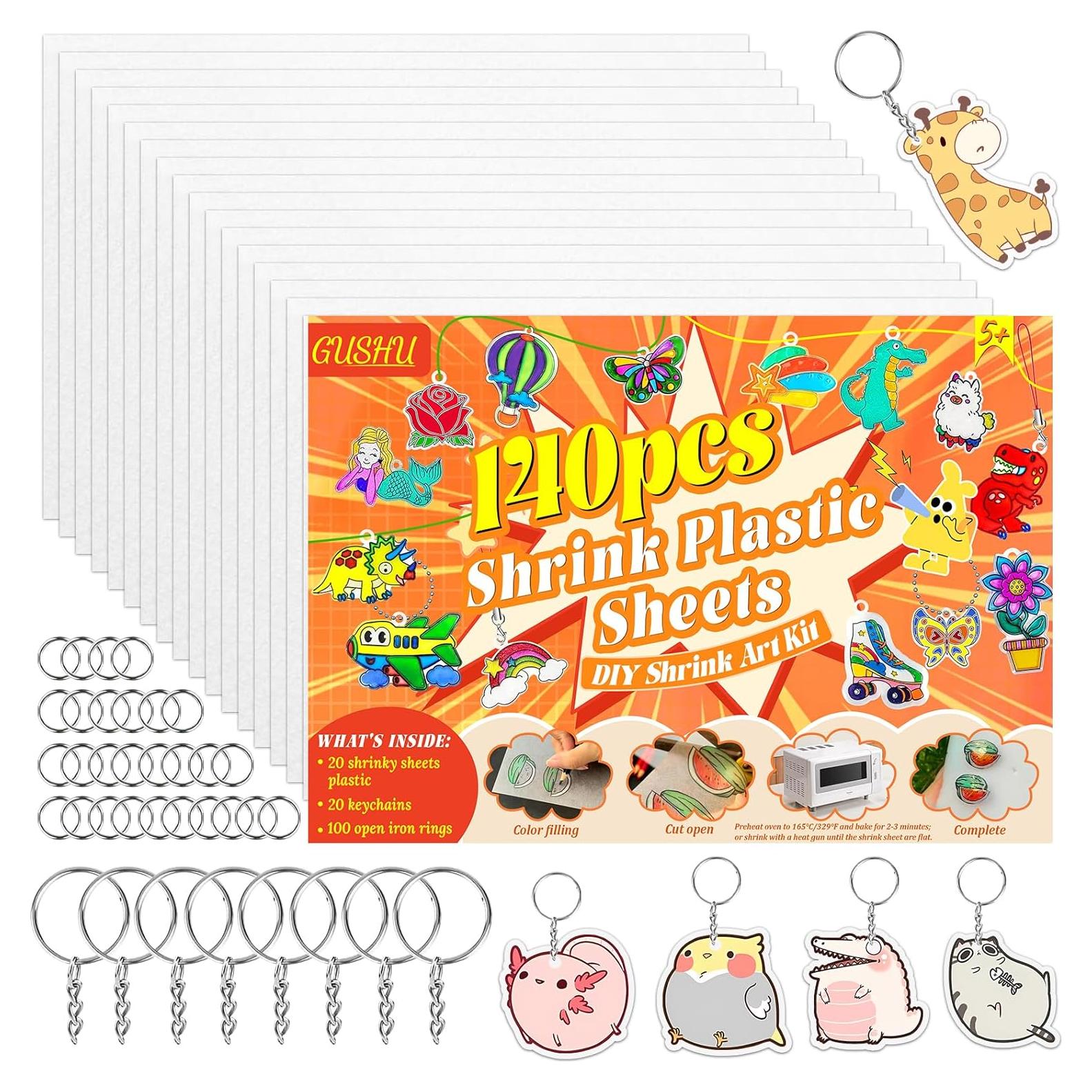 Kit de Hojas de Plástico Encogible Gushu 140PCS Manualidades