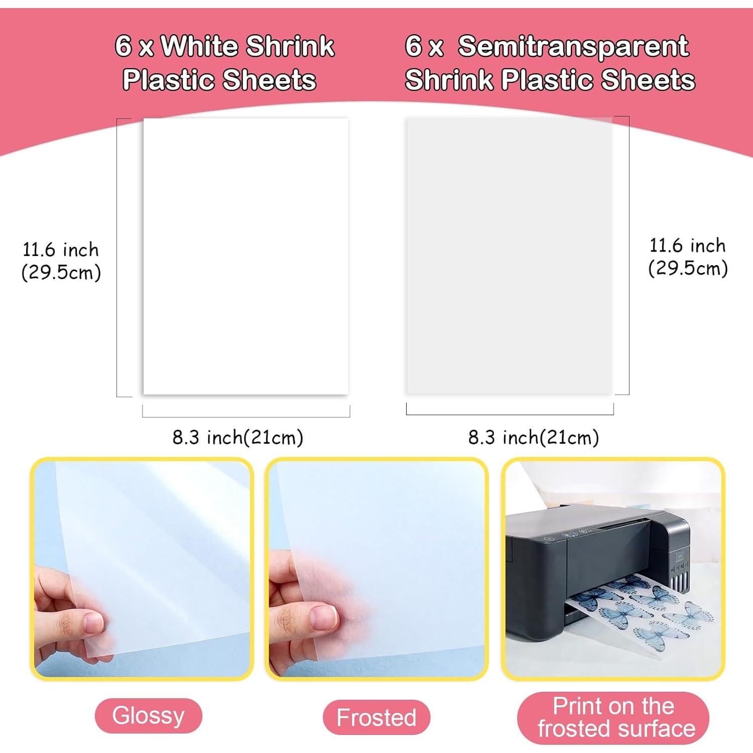 Hojas de Plástico Encogible Imprimibles Auihiay 12 Piezas 29.5x21 cm