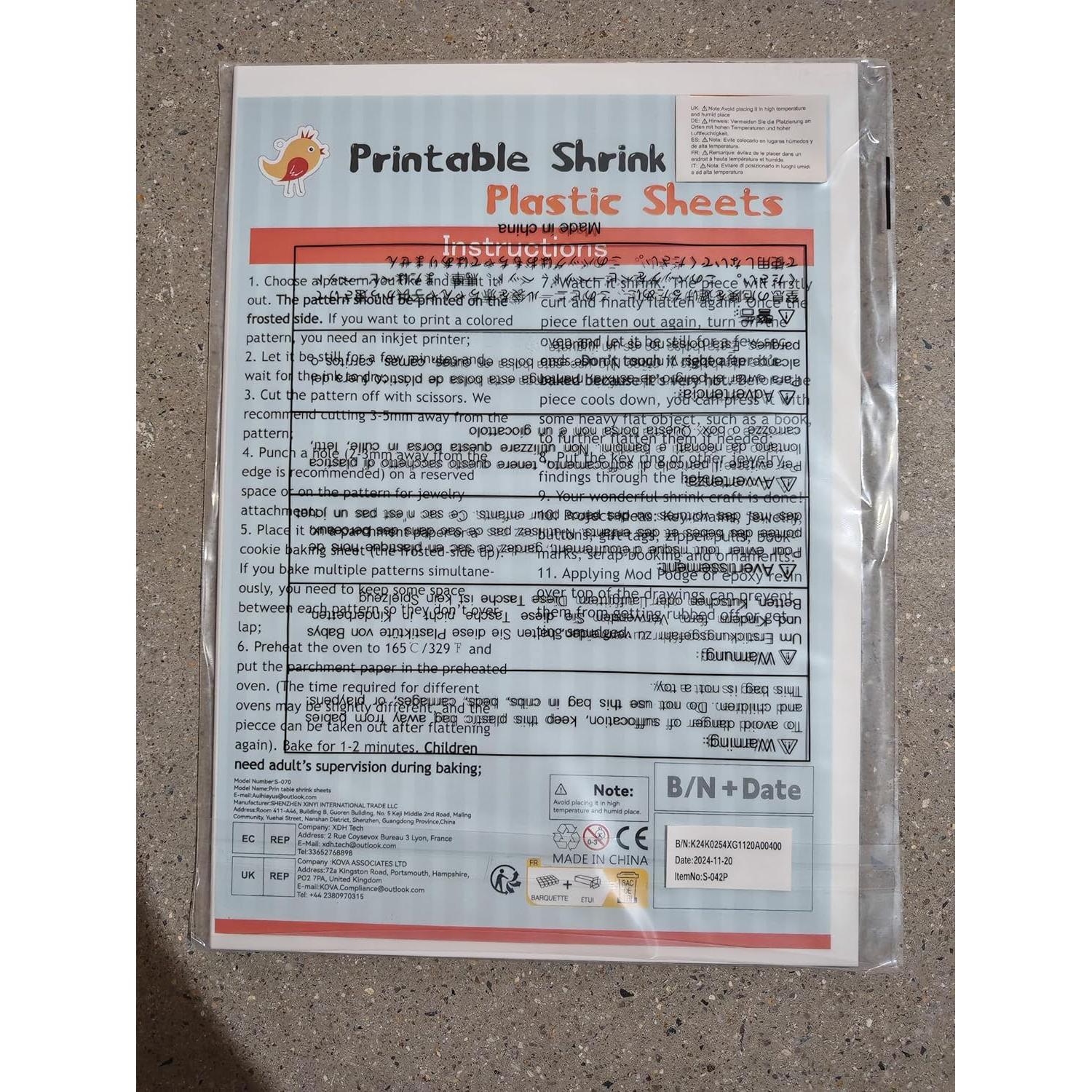 Hojas de Plástico Encogible Imprimibles Auihiay 12 Piezas 29.5x21 cm