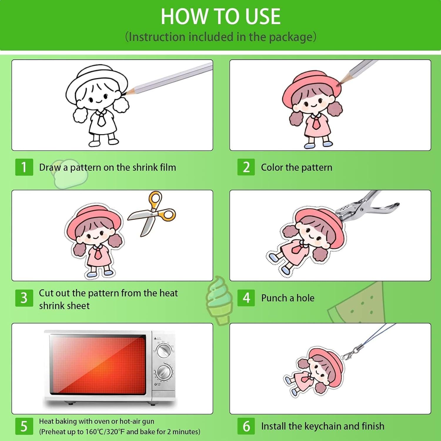 Kit de Hojas Shrinky Dink 175Pcs chfine para Manualidades DIY