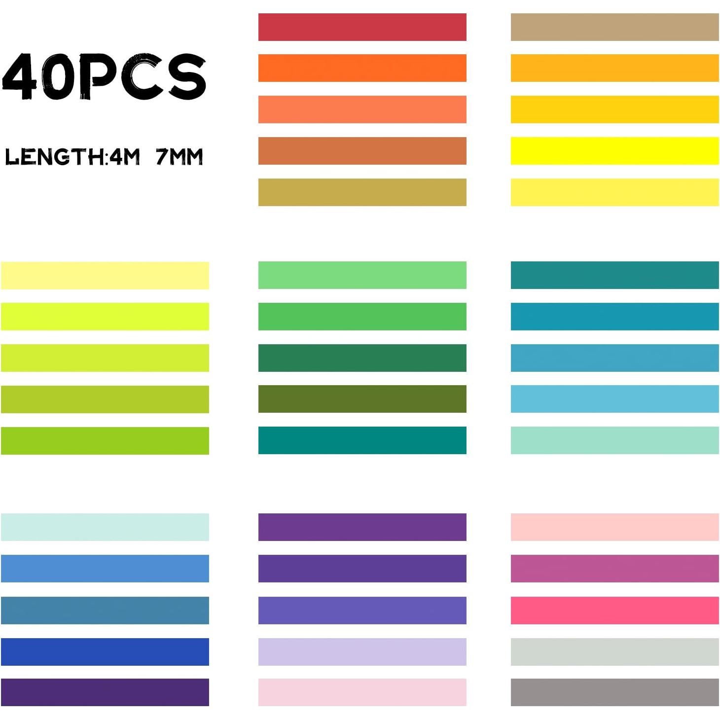 Juego de 40 Rollos de Cinta Washi Decorativa Ieebee 0.76 cm