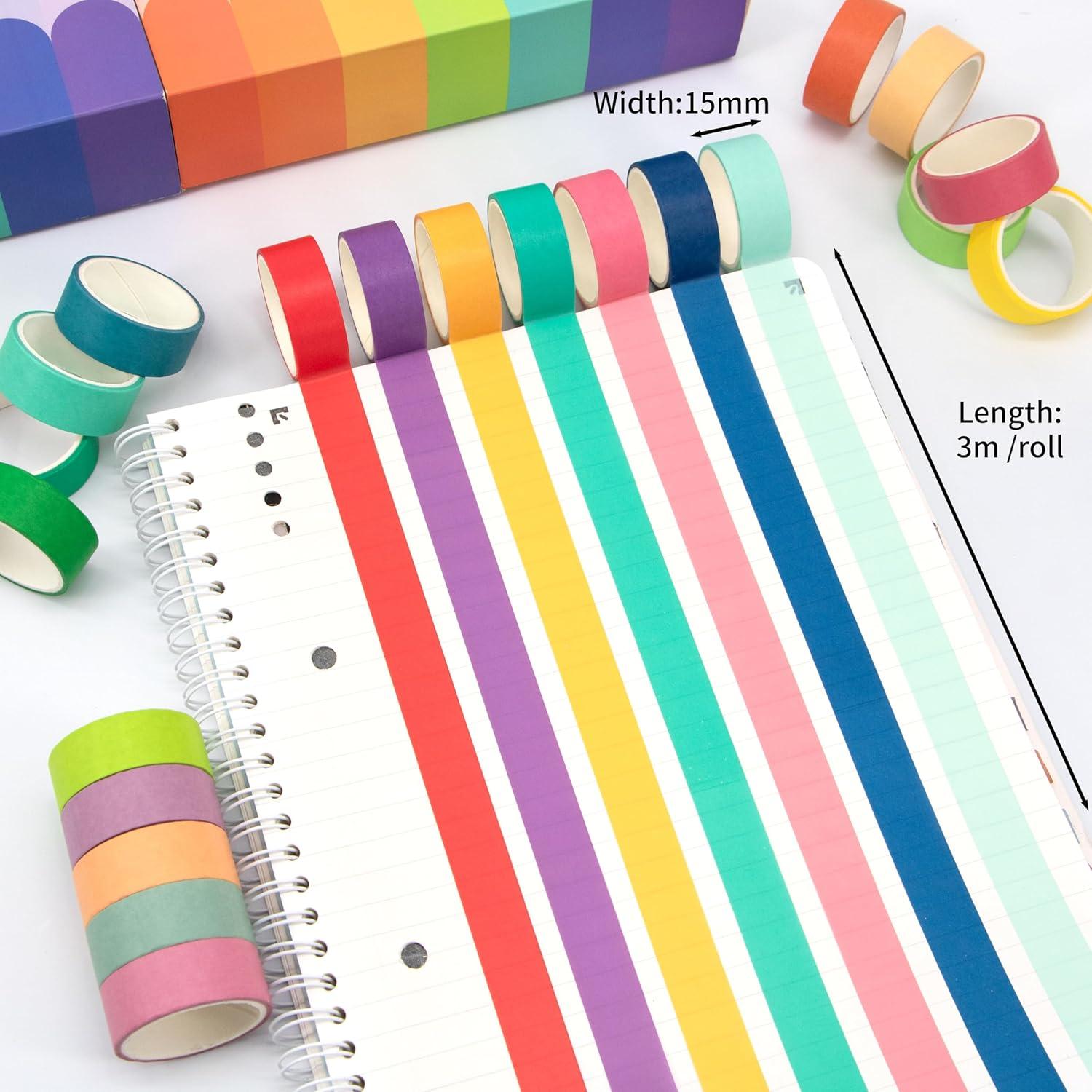 Juego de Cinta Washi WAPETASHI 30 Rollos 3m x 1.5cm Colores