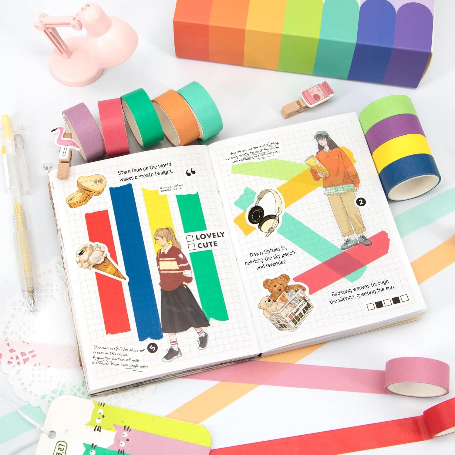 Juego de Cinta Washi WAPETASHI 30 Rollos 3m x 1.5cm Colores