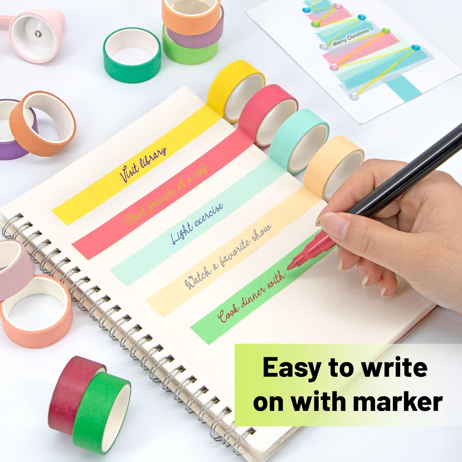 Juego de Cinta Washi WAPETASHI 30 Rollos 3m x 1.5cm Colores