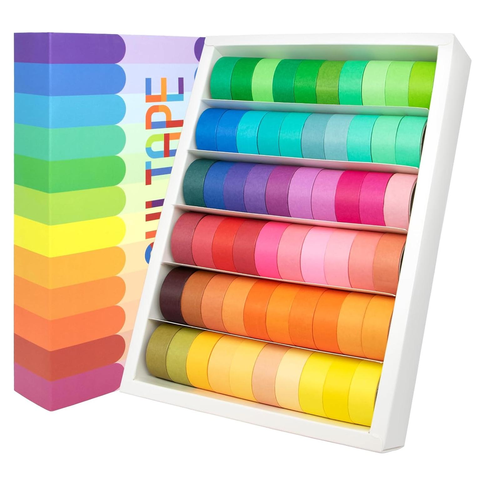 Set de 60 Rollos de Cinta Washi WAPETASHI 15mm Arcoíris
