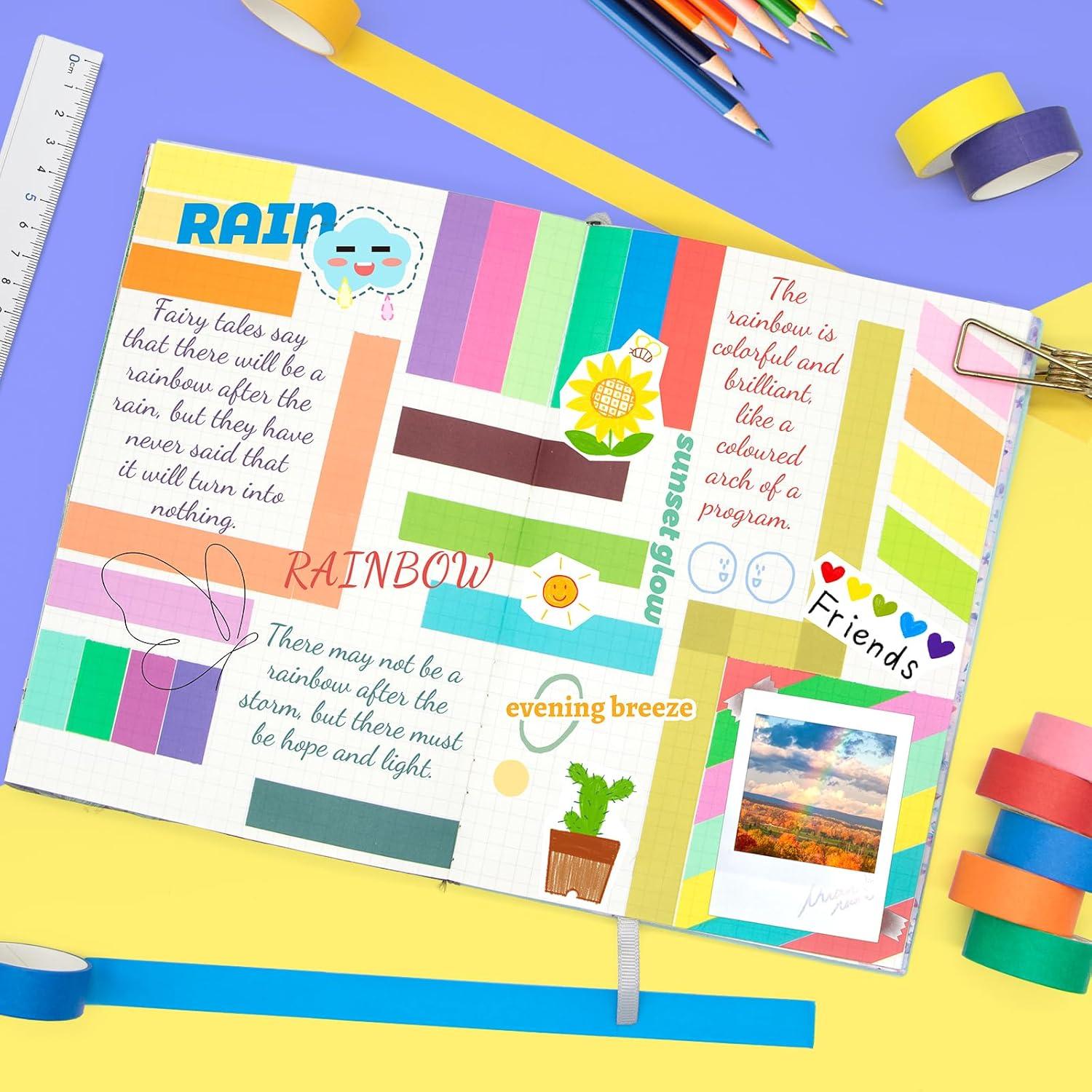 Set de 60 Rollos de Cinta Washi WAPETASHI 15mm Arcoíris