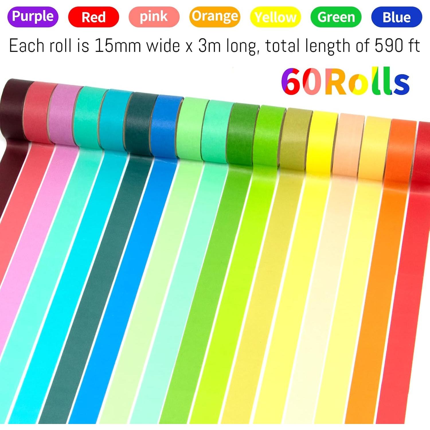 Set de 60 Rollos de Cinta Washi WAPETASHI 15mm Arcoíris