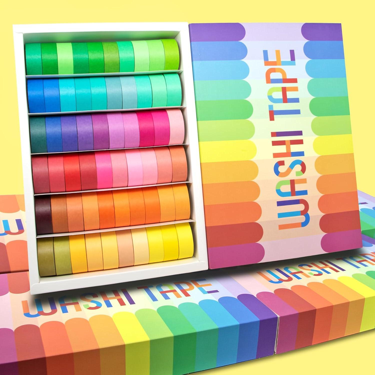 Set de 60 Rollos de Cinta Washi WAPETASHI 15mm Arcoíris