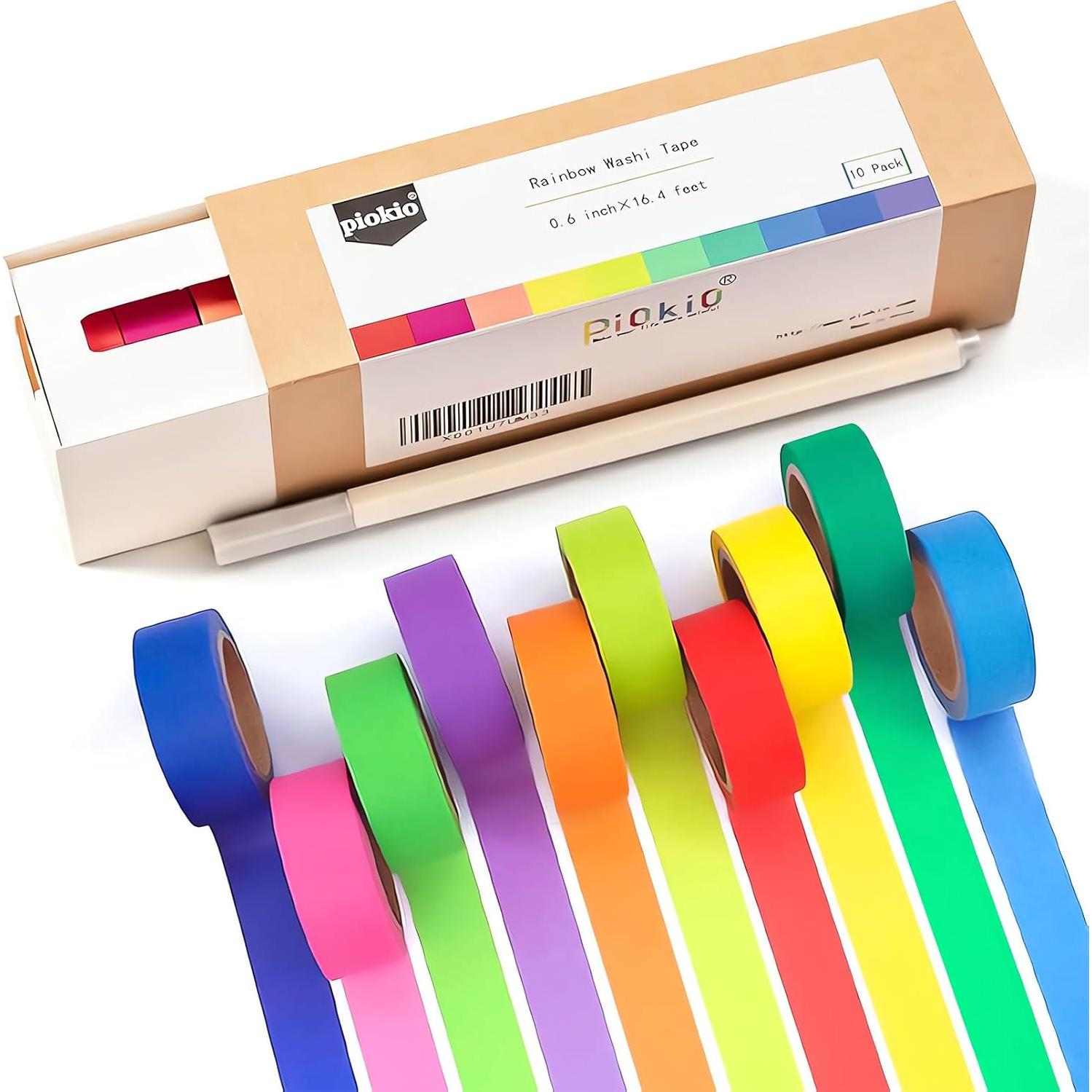 Cinta Washi Colorida Piokio 10 Rollos 164 Pies para Manualidades