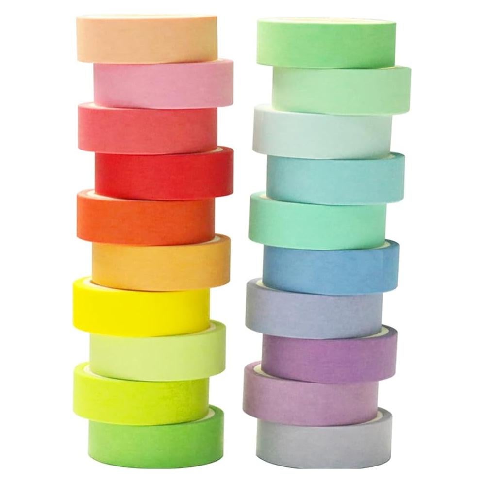Juego de 20 Rollos de Cinta Washi Arcoíris 15 mm para Manualidades